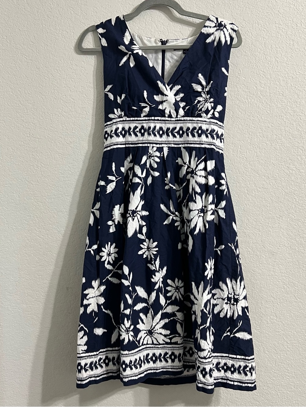 Chadwicks Navy and White Floral Wrap Dress